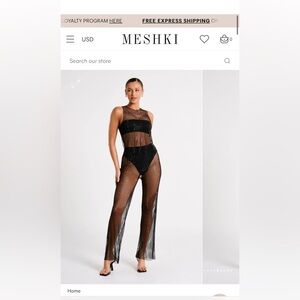 Black Diamanté Mesh Pant
